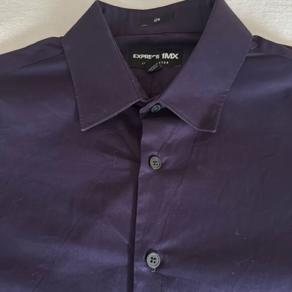 NWOT Express Mens 1 MX Purple Long Sleeve Cotton Dress Shirt. Size Medium - Picture 3 of 9